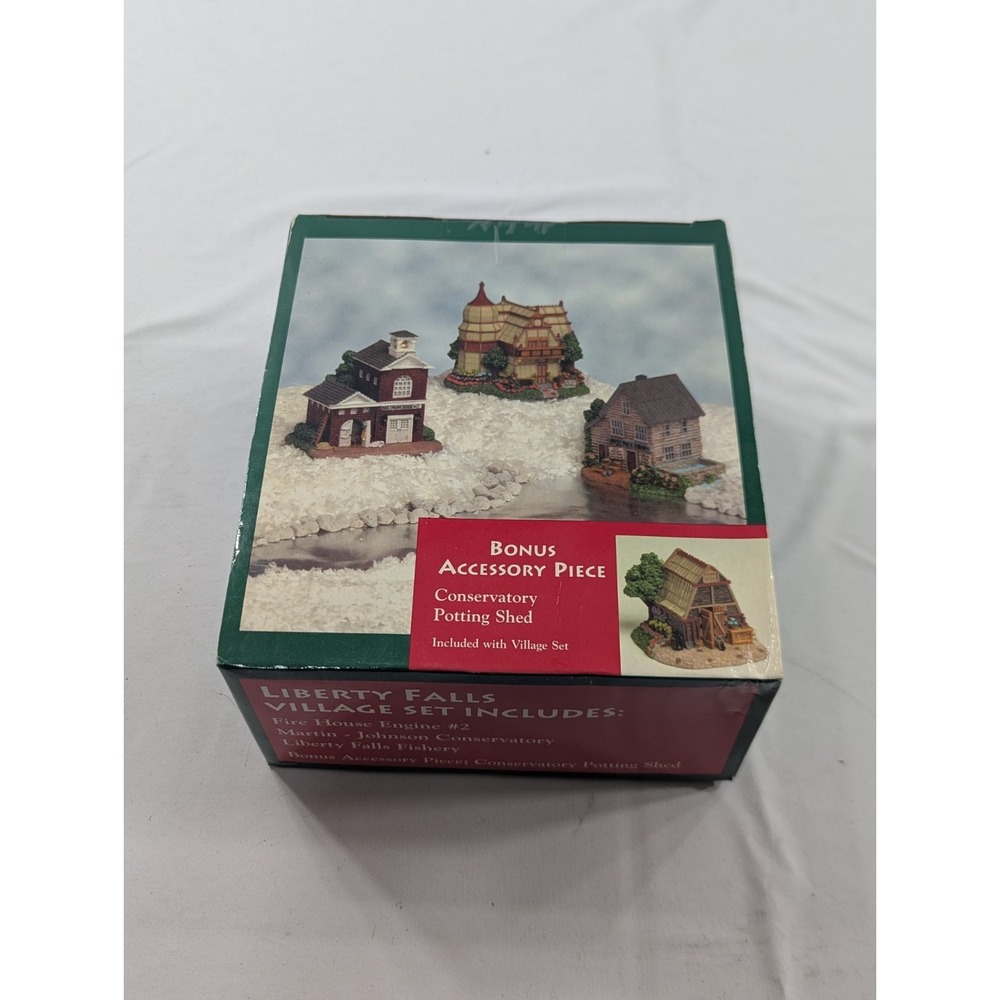 Liberty Falls Village Set of 4 Firehouse, Conservatory ,Fishery,‎  Potting Shed